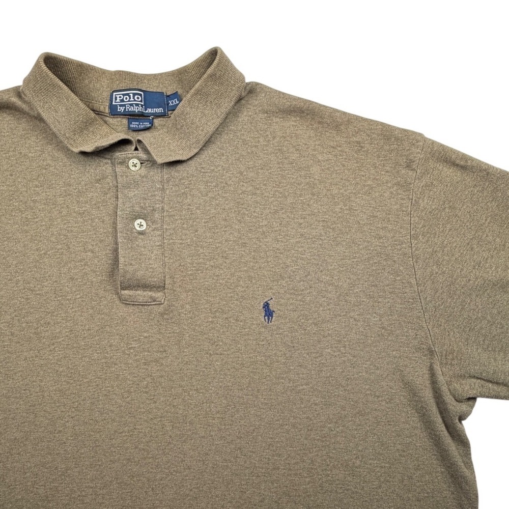 Polo Ralph Lauren‎ Mens XXL Khaki Tan Brown Pique Short Sleeve Polo Shirt